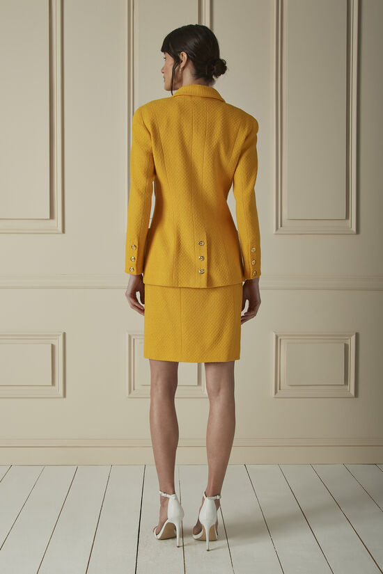 Yellow Tweed Skirt Suit, , large image number 1