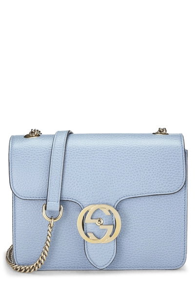 Blue Leather Interlocking Crossbody