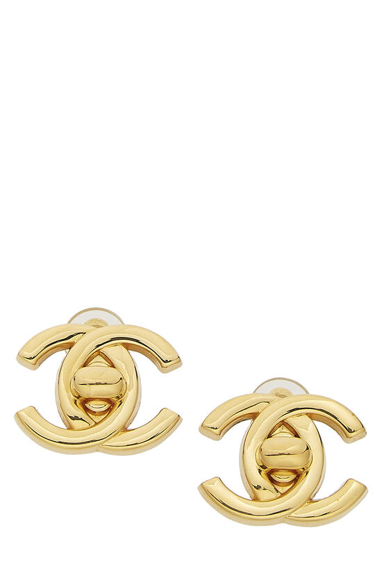 Chanel Gold 'CC' Turnlock Earrings Medium Q6J0LE17D7323
