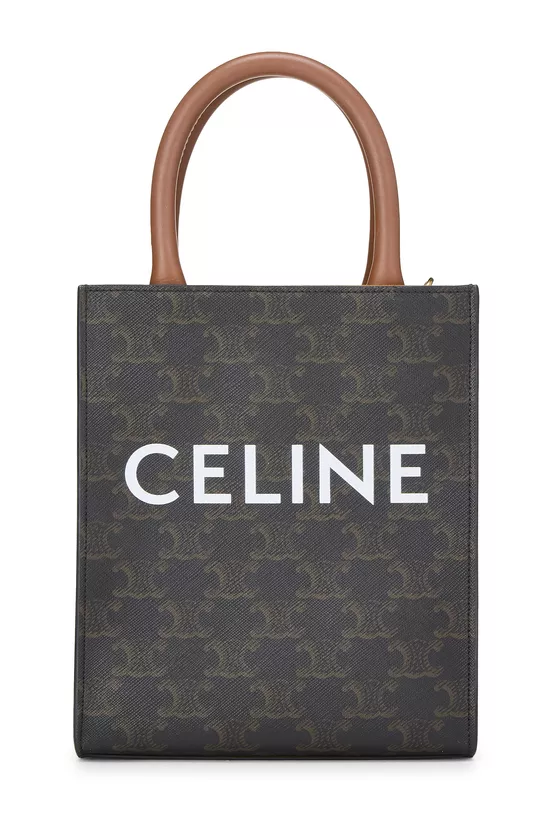 Brown Coated Canvas Triomphe Vertical Cabas Mini, , large image number 0