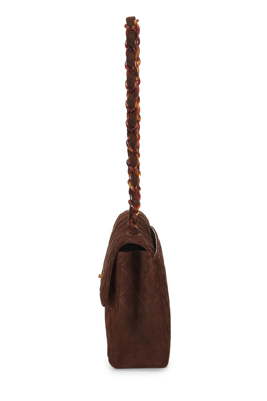 Brown Suede Bekko Chain Shoulder Bag