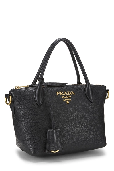 Black Vitello Daino Convertible Zip Handbag Small, , large