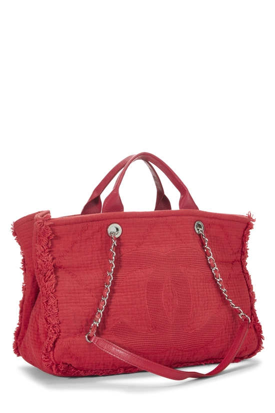Red Canvas Double Face Shopping Tote Medium, , large image number 1