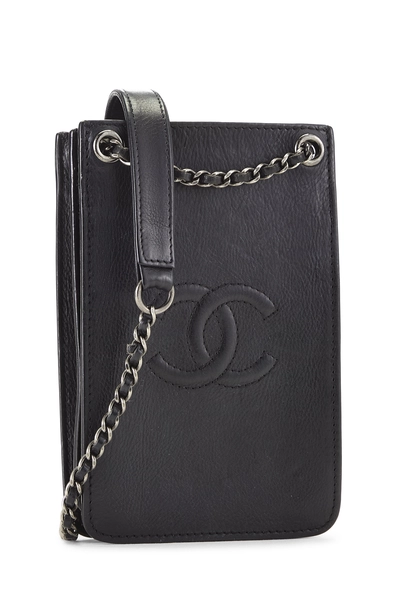 Black Calfskin Leather Smartphone Holder, , large