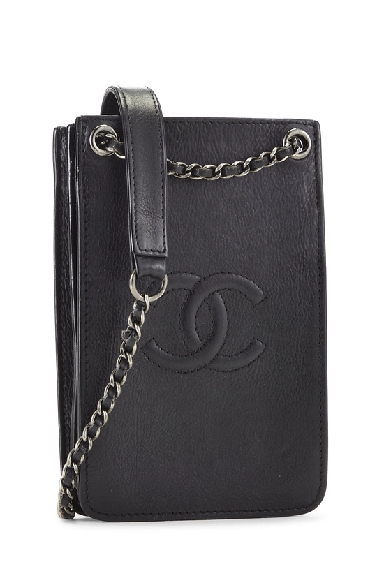 Black Calfskin Leather Smartphone Holder, , large image number 1