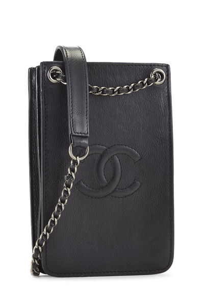 Black Calfskin Leather Smartphone Holder, , large