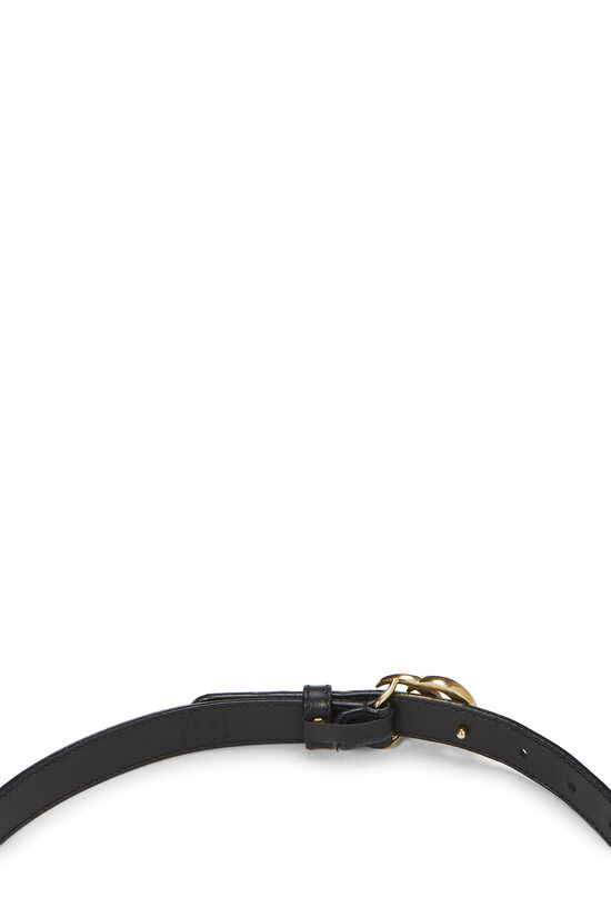 Black Leather GG Marmont Thin Belt, , large image number 3