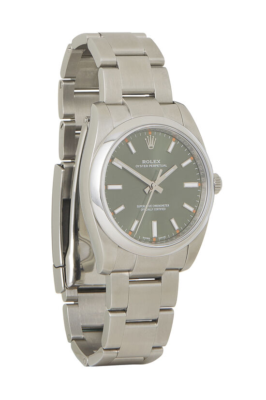 Stainless Steel & Olive Green Oyster Perpetual 114200 34mm, , large image number 0