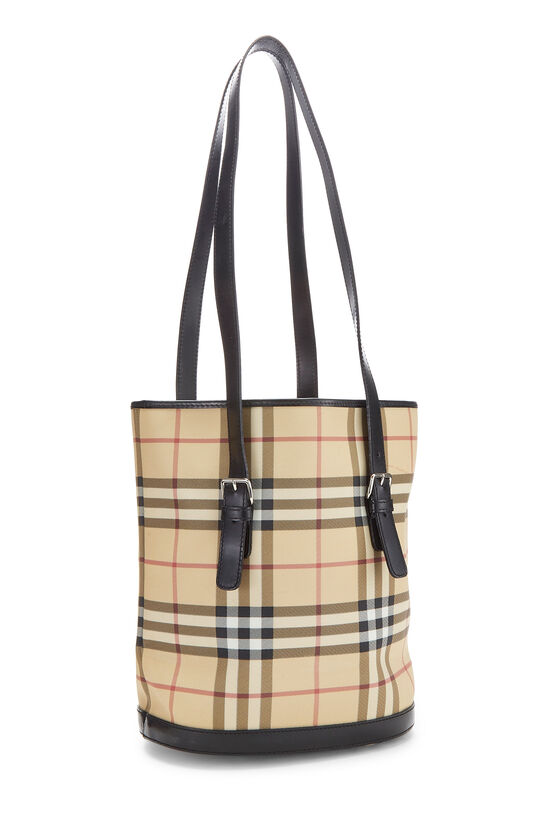 Burberry Beige House Check Canvas Bucket Tote Small QKB1N78RKH000