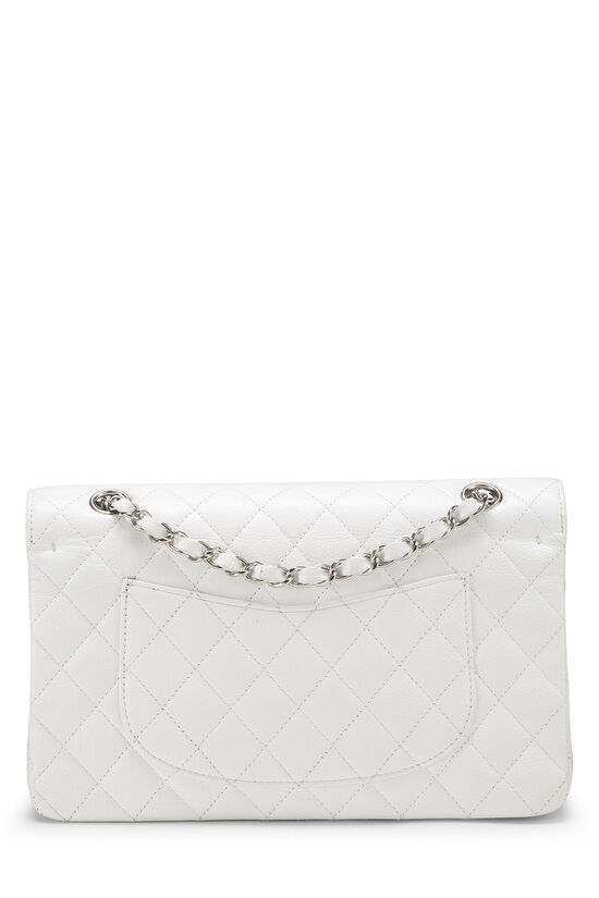White Quilted Caviar Classic Double Flap Medium, , large image number 3