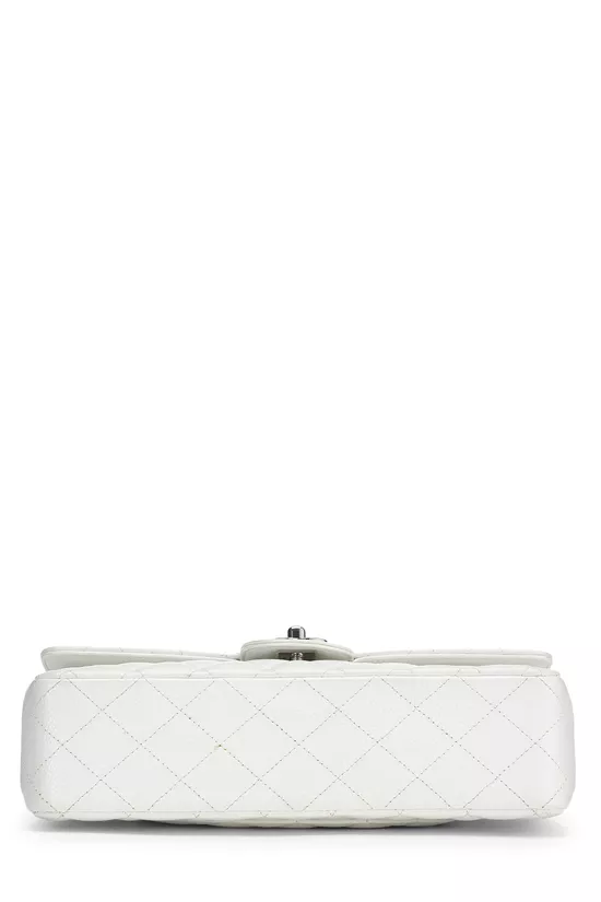 White Quilted Caviar Classic Double Flap Medium, , large image number 4