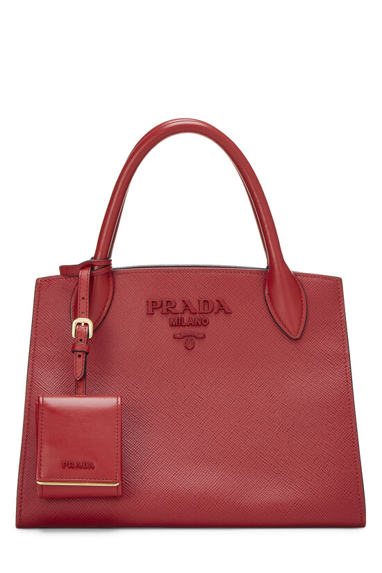 Red Saffiano Leather Monochrome Bag Small, , large image number 0