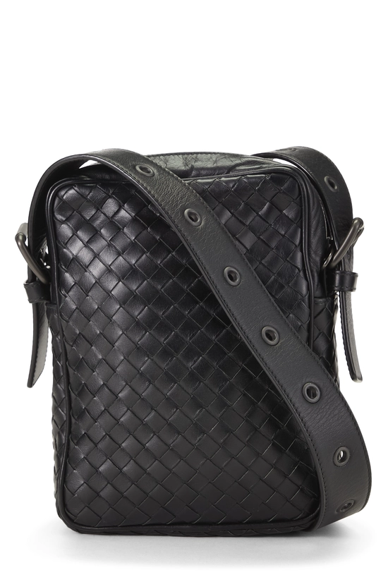 Black Intrecciato Leather Crossbody, , large image number 3