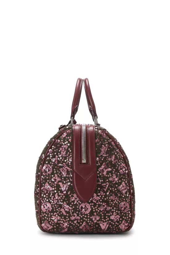 Burgundy Monogram Sequin Sunshine Express Speedy 30, , large image number 2
