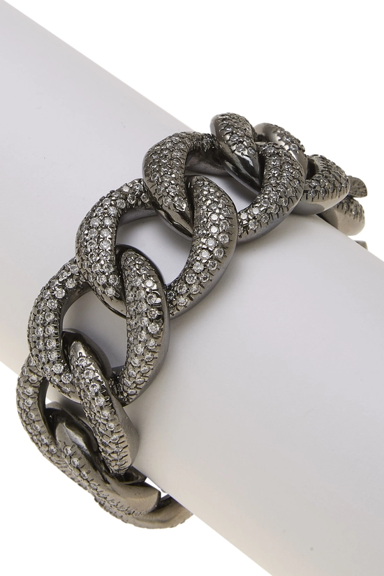 Gunmetal Crystal Chain Bracelet, , large image number 0