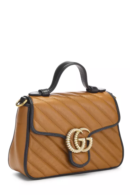 Orange Leather GG Marmont Top Handle Bag Mini, , large image number 1