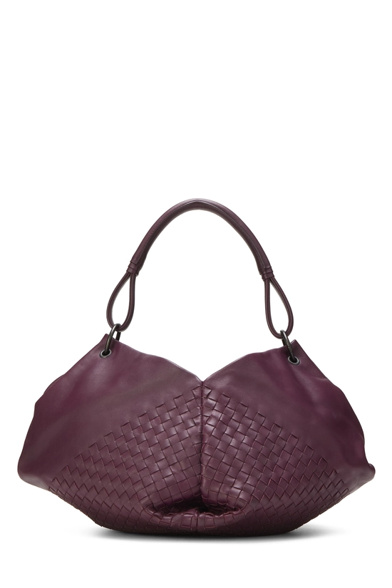 Burgundy Intrecciato Leather Aquilone Fortune Cookie Hobo, , large image number 0