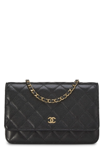 Chanel Black Caviar Classic Quilted Wallet On Chain (WOC)