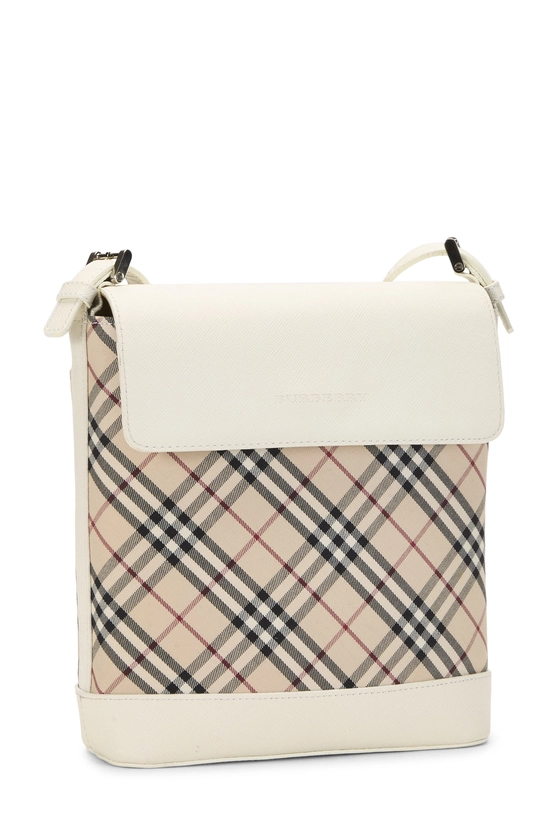 Cream Jacquard Check Flap Crossbody Small, , large image number 1