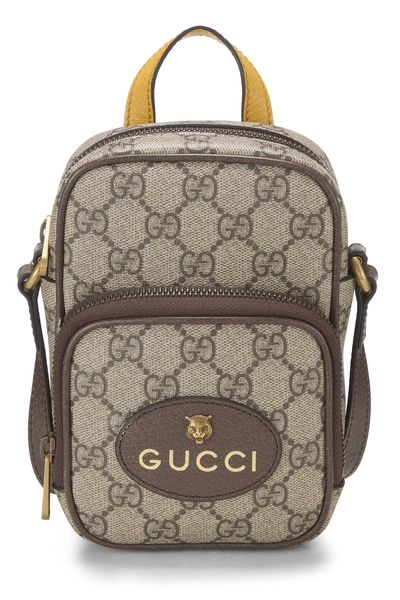 Brown GG Supreme Neo Vintage Double Zip Camera Bag Mini