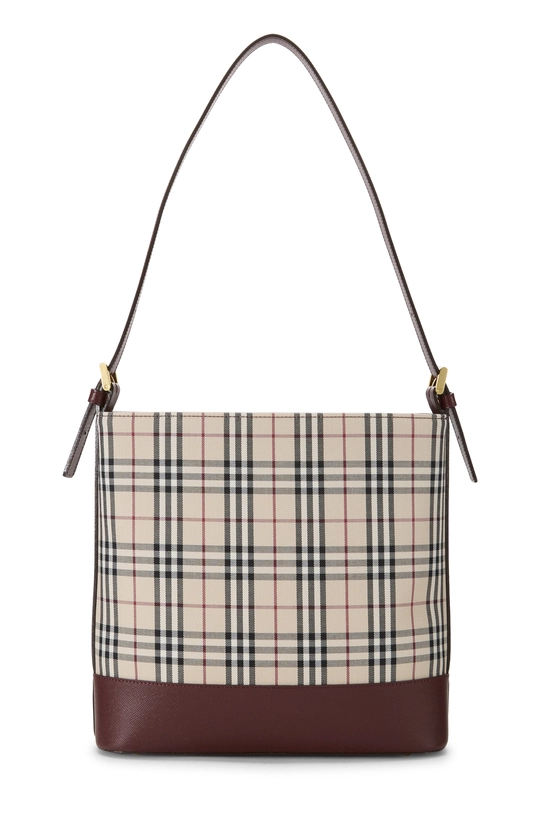 Burgundy House Check Jacquard Bucket Shoulder Bag Small, , large image number 3