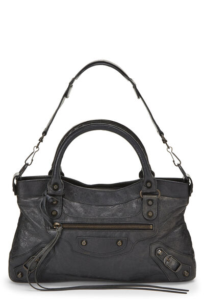 Black Agneau Classic First Handbag, , large