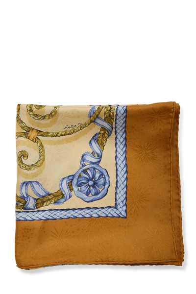 Orange & Multicolor 'Jouvence' Silk Scarf 90, , large