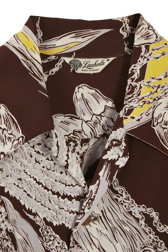 Brown Floral Lauhala Hawaiian Shirt, , large image number 2