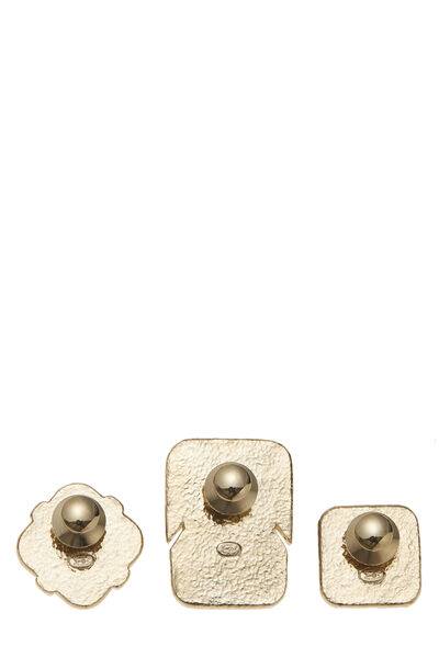 Black Enamel & Gold 'CC' Pin Set, , large