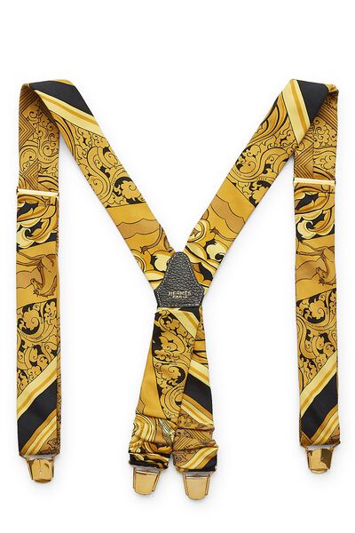 Yellow & Black Silk Suspenders, , large