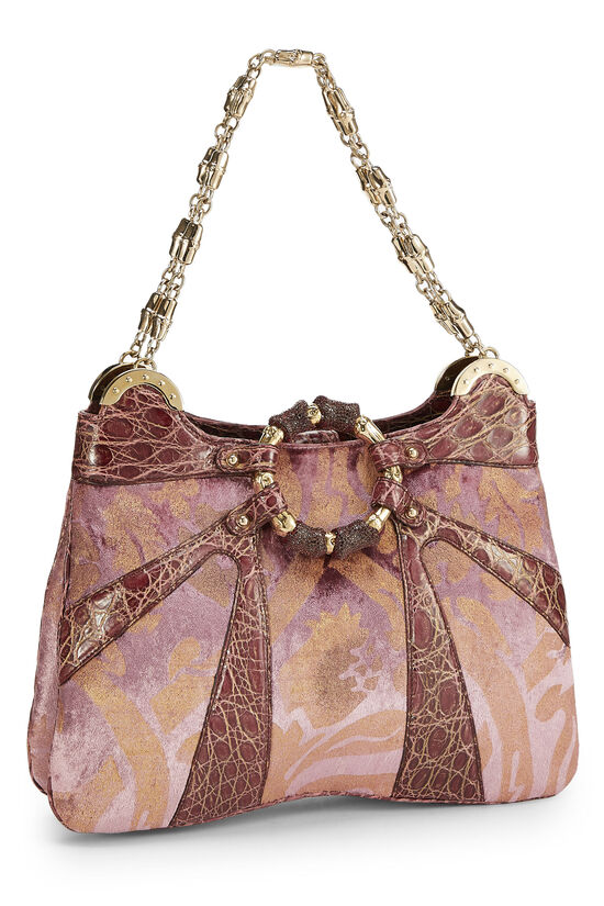 Pink Exotic Velvet Dragon Shoulder Bag, , large image number 1