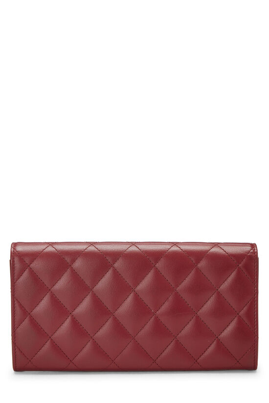 Red Quilted Lambskin 'CC' Long Wallet, , large image number 3
