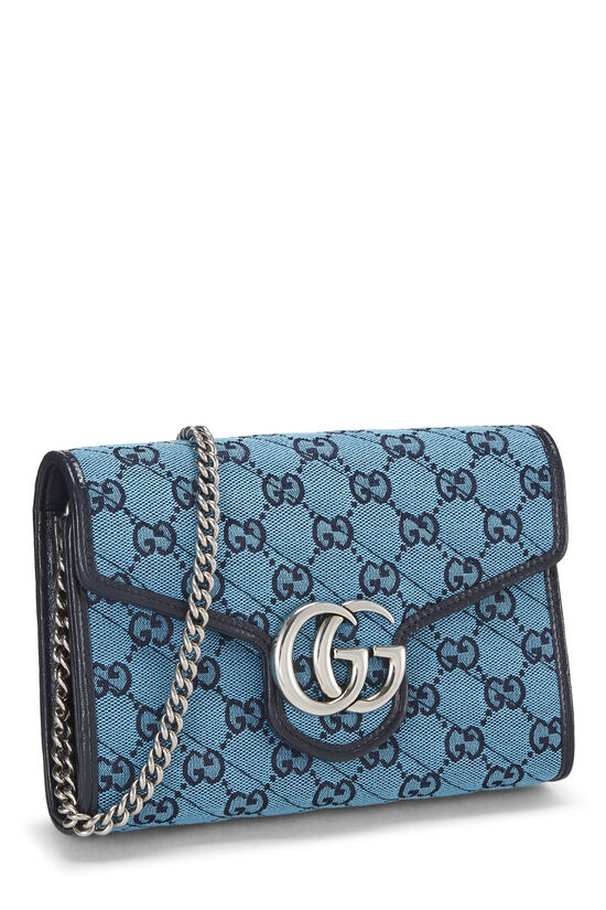 Blue Canvas GG Marmont Shoulder Bag Mini, , large image number 1