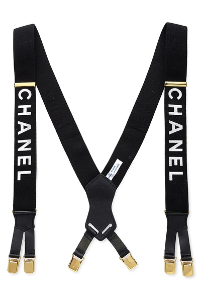 Black Elastic Logo Suspenders