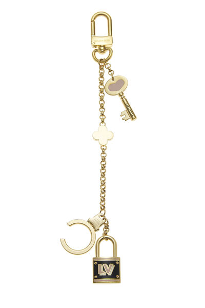 Gold & Pink Lock & Key BFF Bag Charm, , large