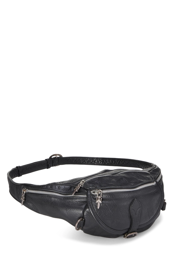 Black Leather Snat Pack Waist Bag, , large image number 1