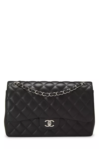 Black Quilted Lambskin New Classic Double Flap Jumbo