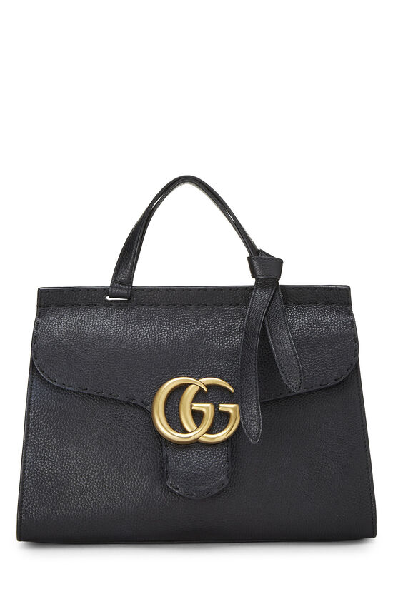 Black Leather GG Marmont Top Handle Flap Bag Small, , large image number 0
