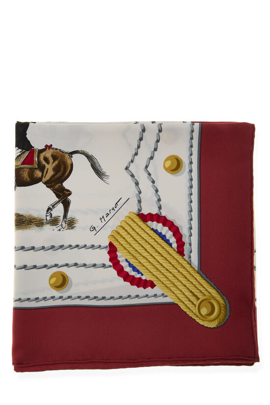 Red & Multicolor 'Cadre Noir' Silk Scarf 90, , large image number 1