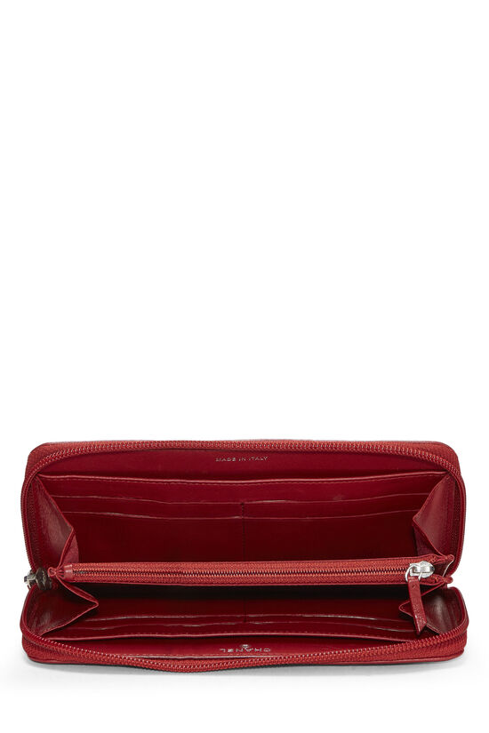 Red Leather Camellia Zip Wallet, , large image number 3