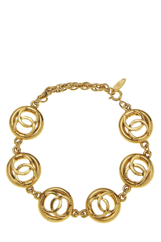 CHANEL Vintage Gold Tone Chain and Leather CC Logo Classic 