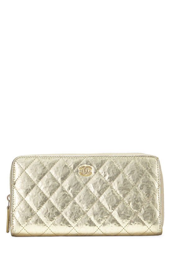 Chanel Gold Calfskin Zip Around Wallet Q6ADVD3PDB000