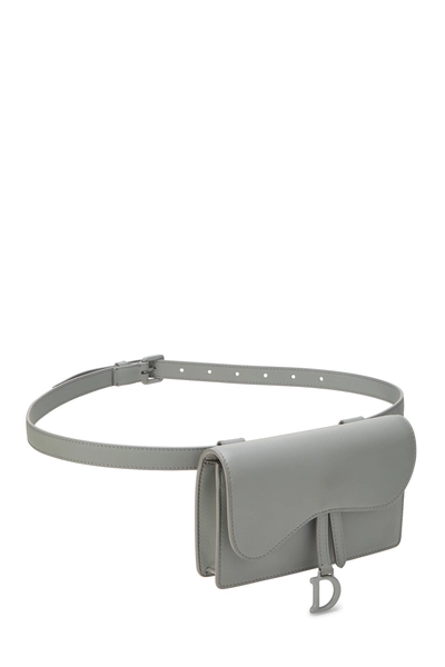 Christian Dior Grey Lambskin Leather Saddle Belt Pouch — photo 2