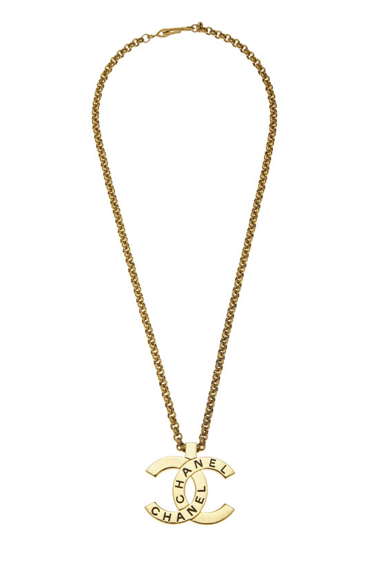 Gold 'CC' Necklace Large, , large image number 0