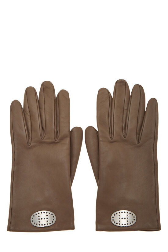 Grey Lambskin Leather Perforated H Gloves, , large image number 0