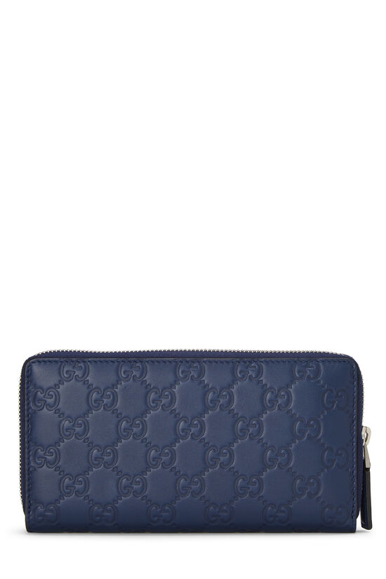 Navy Guccissima Continental Zip Wallet, , large image number 2
