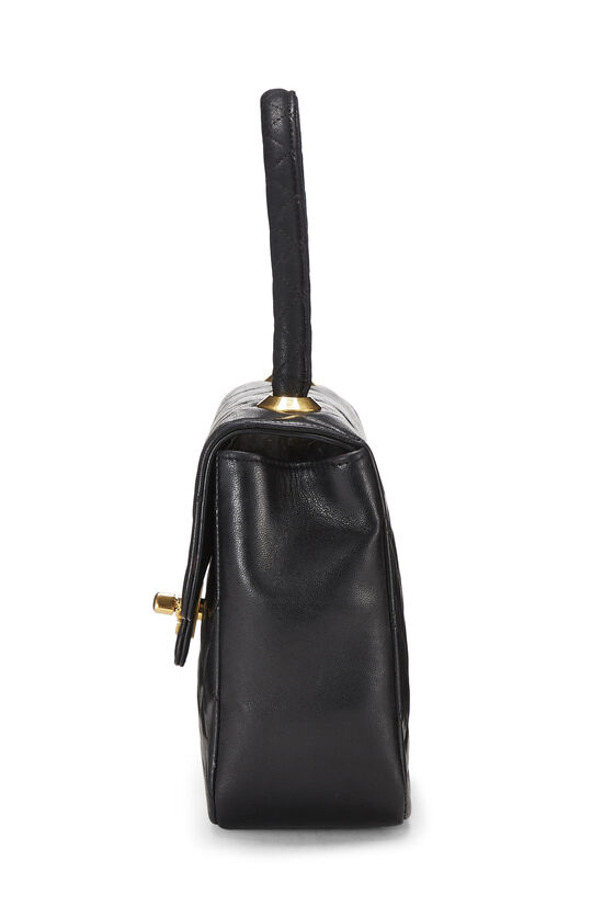 Black Quilted Lambskin Top Handle Bag