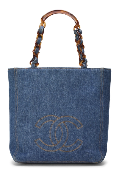 Chanel Blue Denim Bekko Chain Tote Large