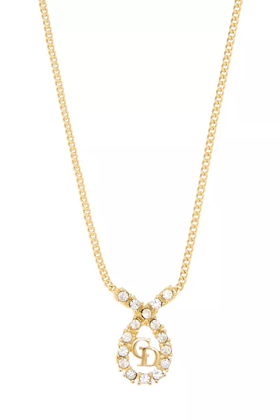 Gold Crystal 'CD' Necklace, , large image number 1
