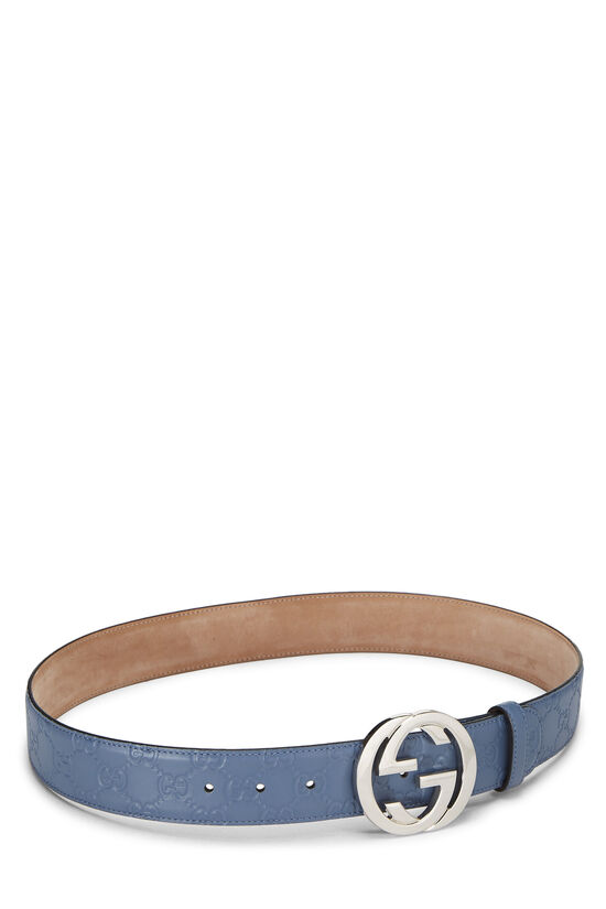 Blue Guccissima Leather Interlocking Belt, , large image number 2